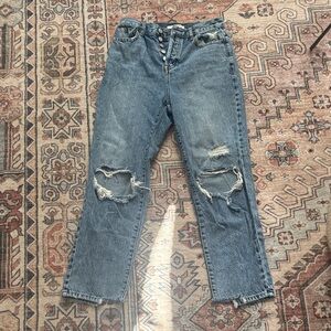 Distressed Blue Denim Jeans